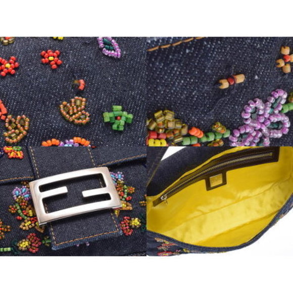 Fendi Mamma Bucket Denim Blue Beads